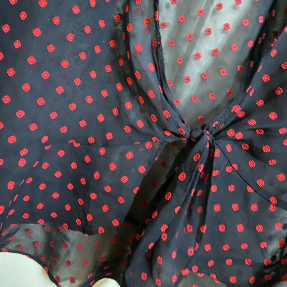 BCBG Generation Sheer Black Top with Red Polka Dots - Picture 3 of 4